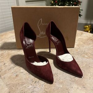 Christian Louboutin Dark Red Suede Heels
